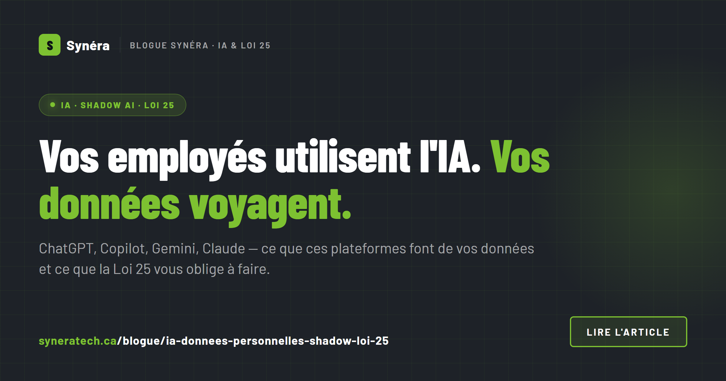 Synera Risk Claim IA et Loi 25 — Ce que votre organisation risque | Synéra